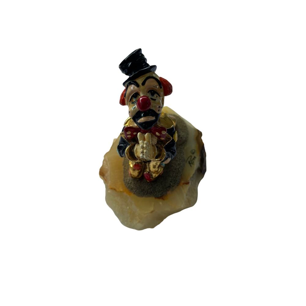 Ron Lee Hobo Clown Praying Sculpture Signed  Hand Painted 24K Gold Plated